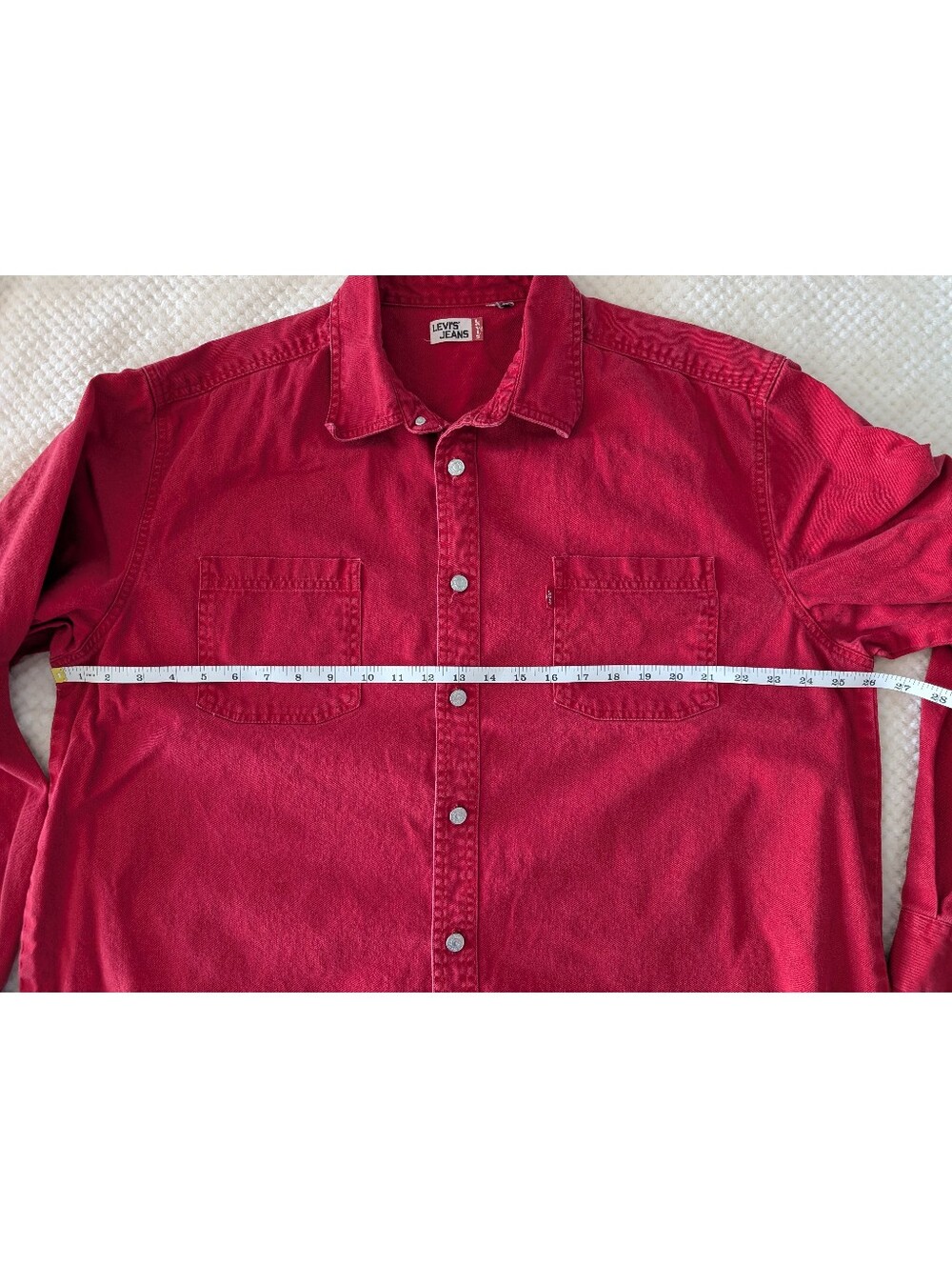 Vintage Levi's red denim heavyweight button-down shirt or shirt jacket - Picture 3 of 11